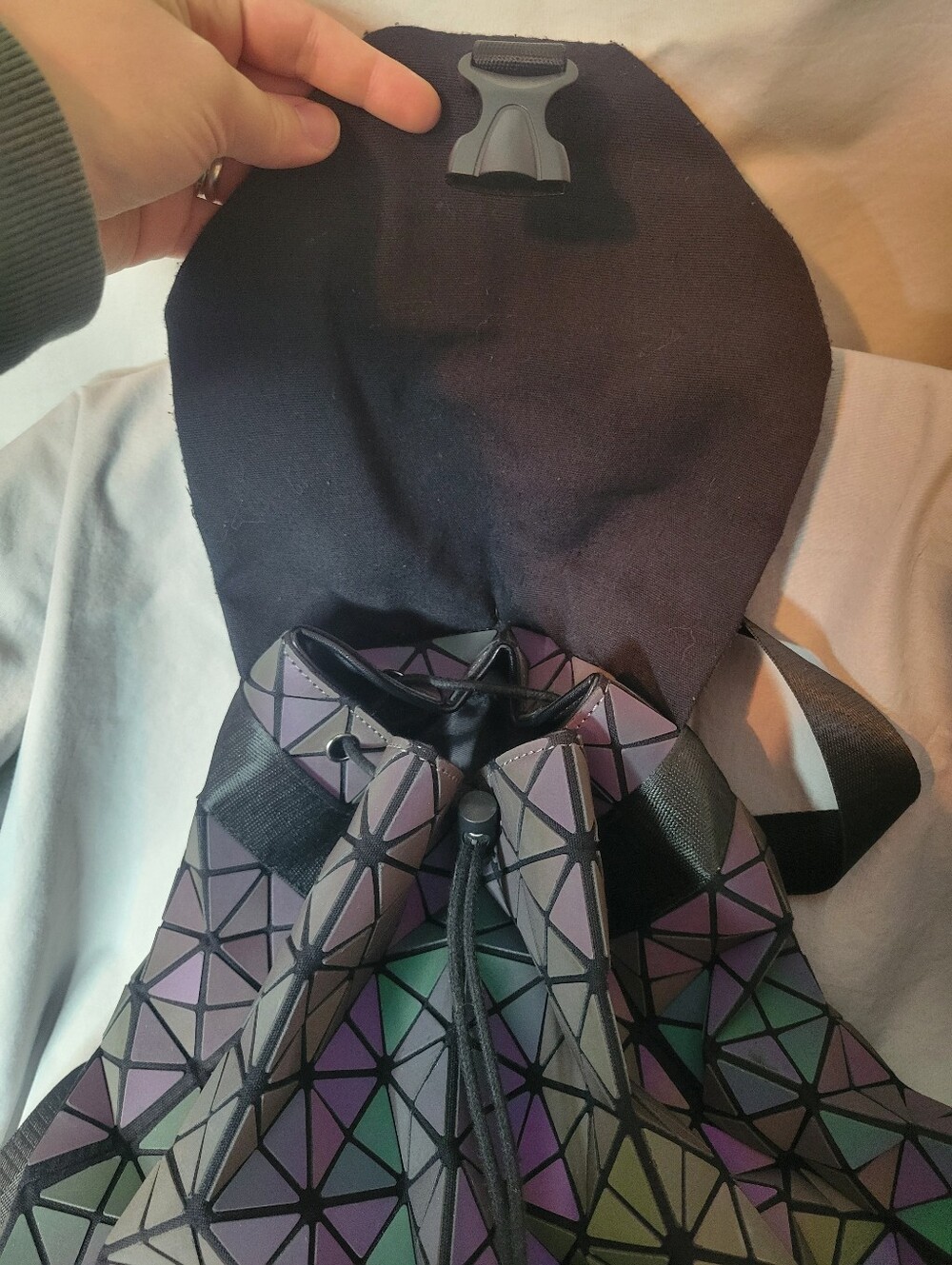 Reflective Iridescent Geometric Triangle Backpack (Reflective Colors In Photos) - Picture 11 of 15